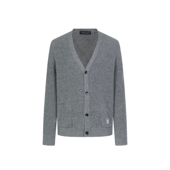 Louis Vuitton solid color V-neck long-sleeved cashmere cardigan for men.